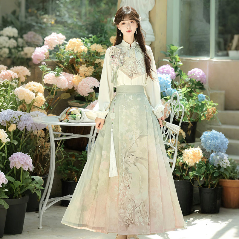 2026 Yimengge Original Painting-Inspired Fairy Hanfu Women's Chinese Style Han Elements New Chinese Style Top and Skirt Set 7370 2026 Yimengge Original Painting-Inspired Fairy Hanfu Women's Chinese Style Han Elements New Chinese Style Top and Skirt Set 7370