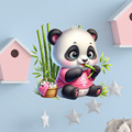 LB009墙贴自粘3D可爱熊猫家用定 制儿童房墙纸卧室墙花装饰画壁纸