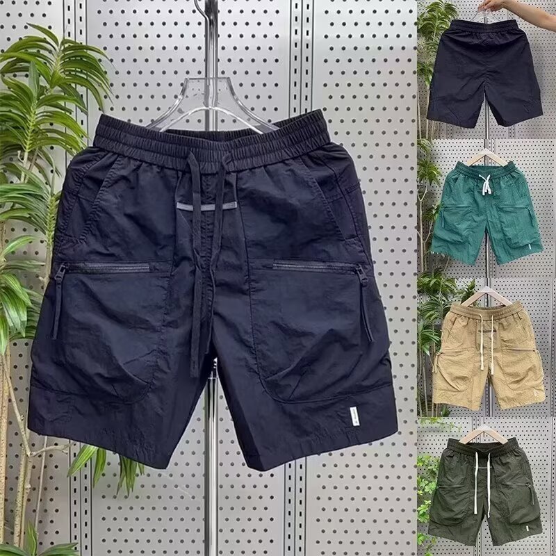 Quick-Dry Workwear Summer Multi-Pocket Thin Solid Color Simple Loose Shorts Men's Casual Trendy Sports Shorts