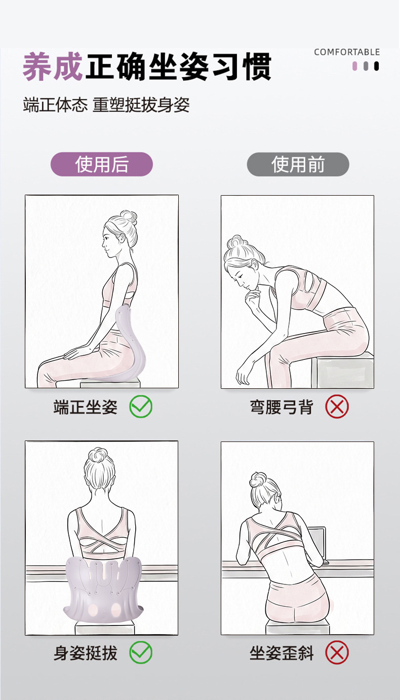 Cat-Shaped Lumbar Support Cushion for Correcting Sitting Posture, Ideal for Long Hours of Sitting in the Office or Dorm, Memory Foam Backrest Cushion