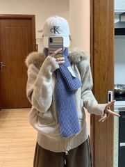 连帽拉链毛衣外套女秋季2025新款感慵懒宽松韩系针织开衫女装