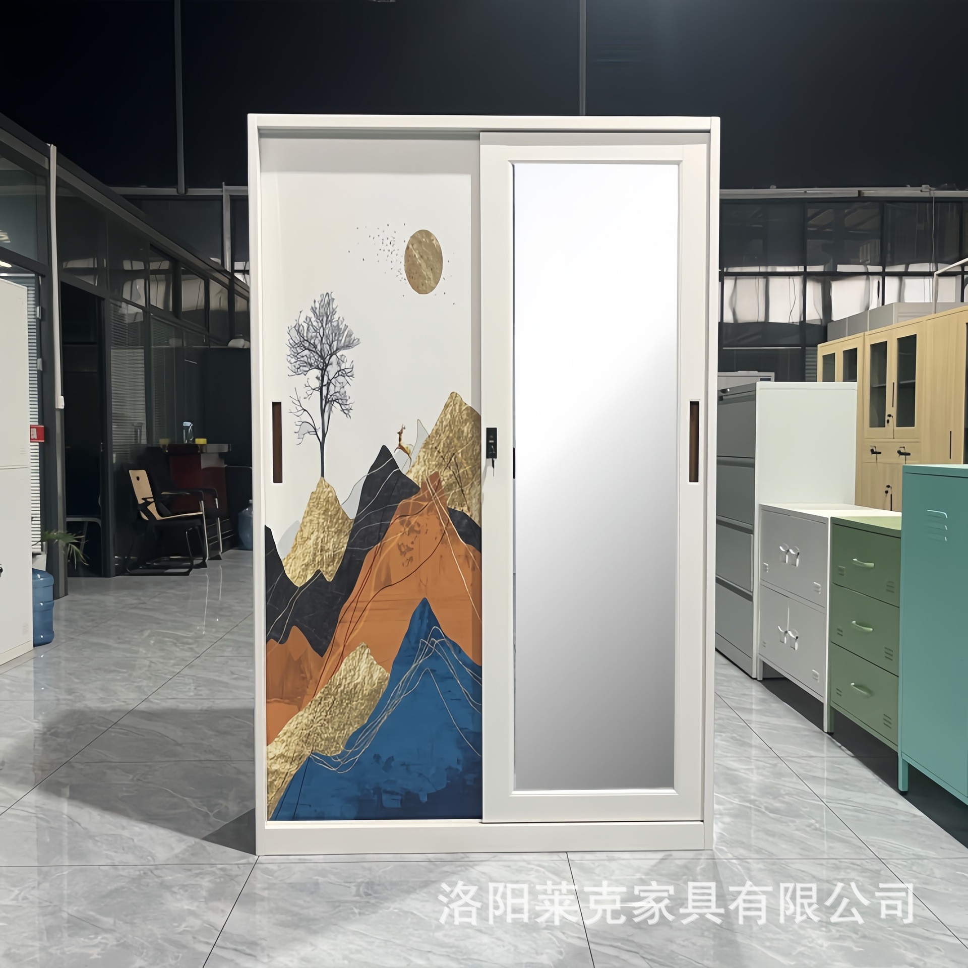 Fábrica personalizada armario de dormitorio doméstico armario de impresión de acero de metal exportación de comercio exterior suministro transfronterizo armario de acero
