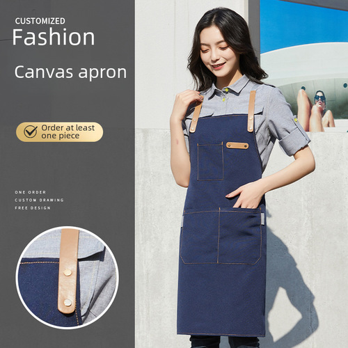 Cross-border e-commerce vest with adjustable PU shoulder straps, stylish baking canvas workwear uniform
