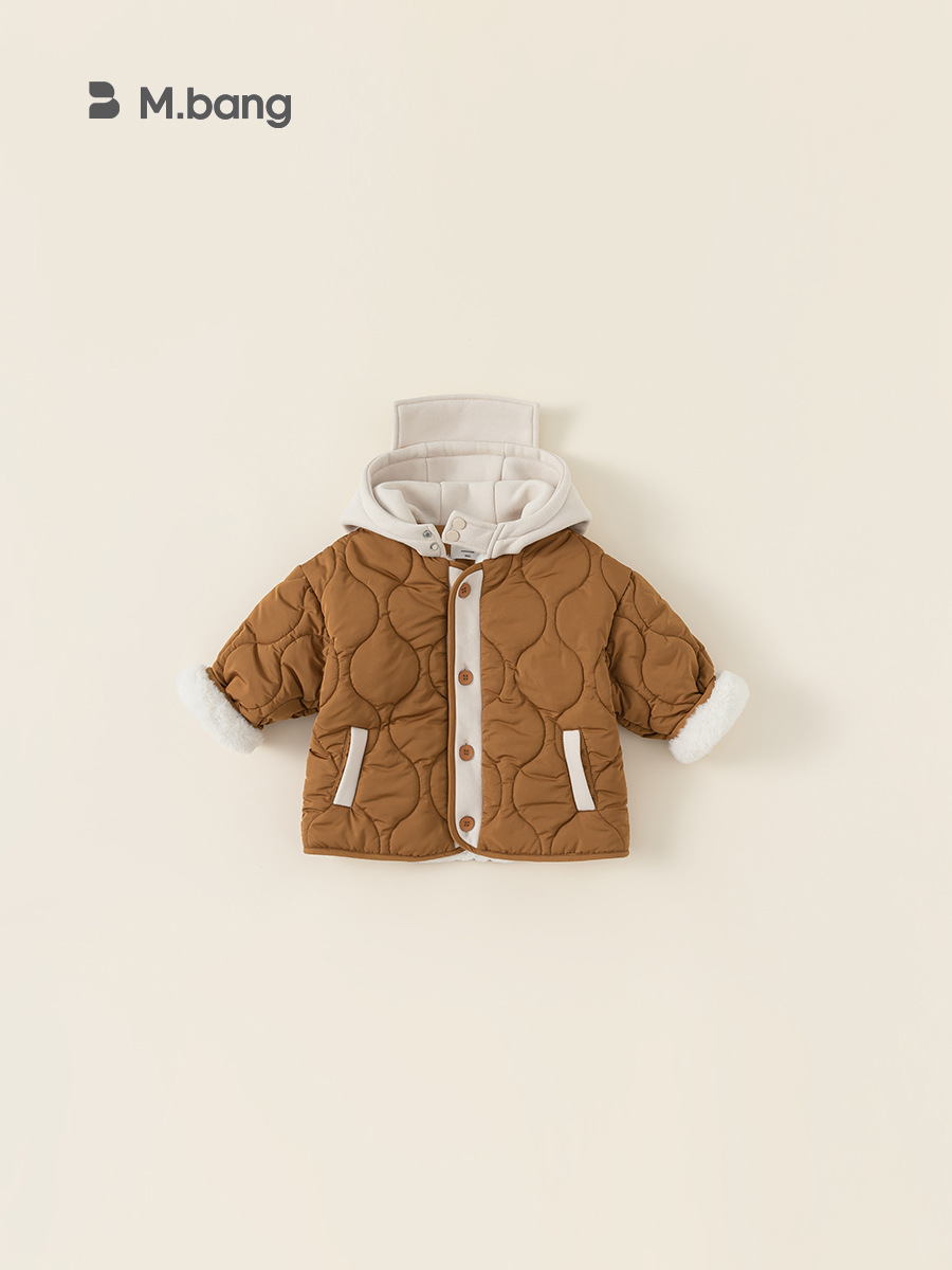 Chaqueta de algodón para niños Youbao, chaqueta de algodón con capucha y bloques de color, abrigo cálido de algodón para bebé, top informal grueso de invierno