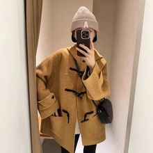 牛角扣双面羊绒大衣女2026新款秋冬季高级感小个子短款羊毛呢外套