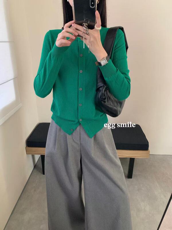 egg smile11色暖芯针织开衫基础款纯色软糯圆领温柔百搭长袖毛衣|undefined