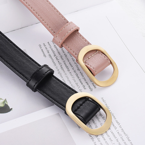 No-hole women's belt new style punch-free black student versatile Korean style ins style decorative thin pants belt for women