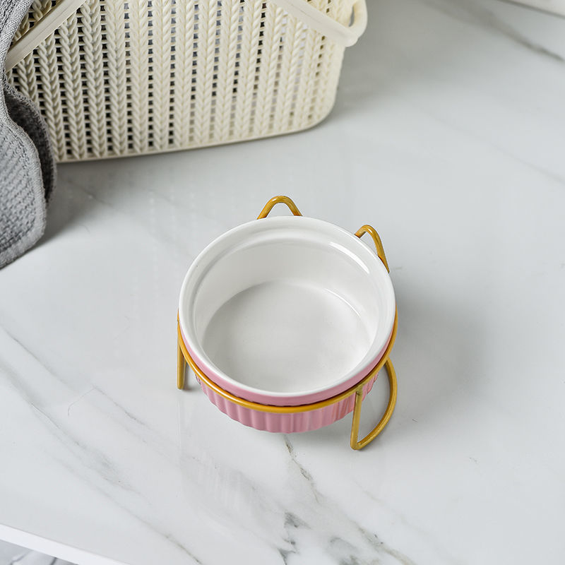 Cerámica doble cuenco cuello para perro y gato cuenco para mascotas cuenco para perros cuenco para perros cuenco para gatos cuenco alimentador para mascotas