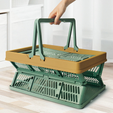 手提篮买超市购物篮大号日式可折叠菜ins野餐篮春游菜篮子买菜蓝