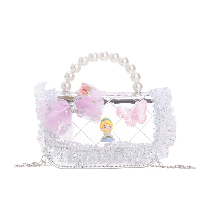 Niñas lindas princesas bolsas de perlas arco cadena de diamante mochilas niños cambio bolsa de hombro
