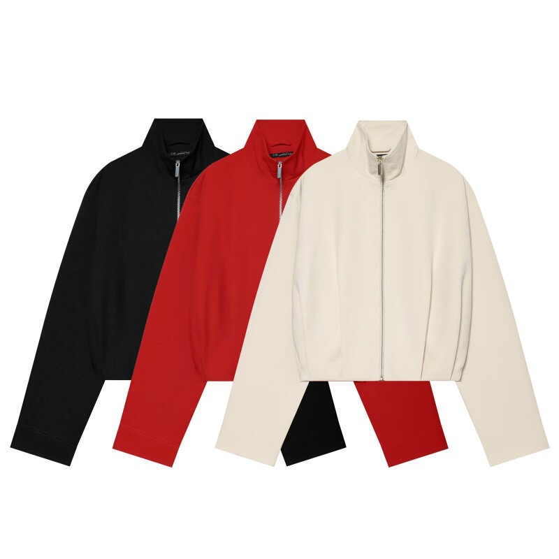 PB&ZA 2026 Autumn New Versatile Stand Collar Soft Zipper Loose Fit Bomber Jacket 8372283