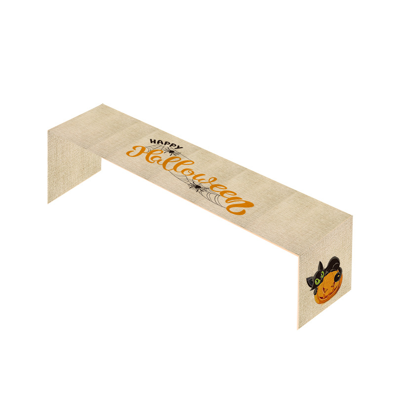 2021 nuevas decoraciones de Halloween camino de mesa mantel Mesa decoración atmósfera escena diseño imitación Lino personalización image 6