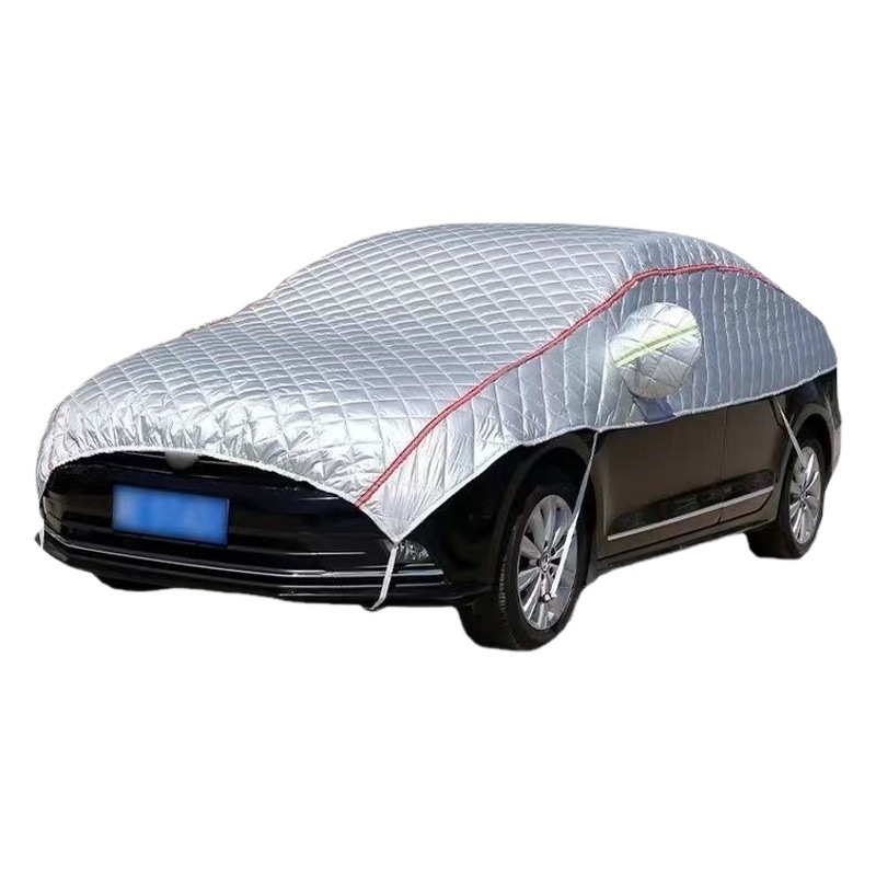 Cubierta del coche media cubierta protección solar aislamiento térmico espesado algodón prevención granizo media cubierta protección solar aislamiento térmico sombra solar cubierta del coche paño
