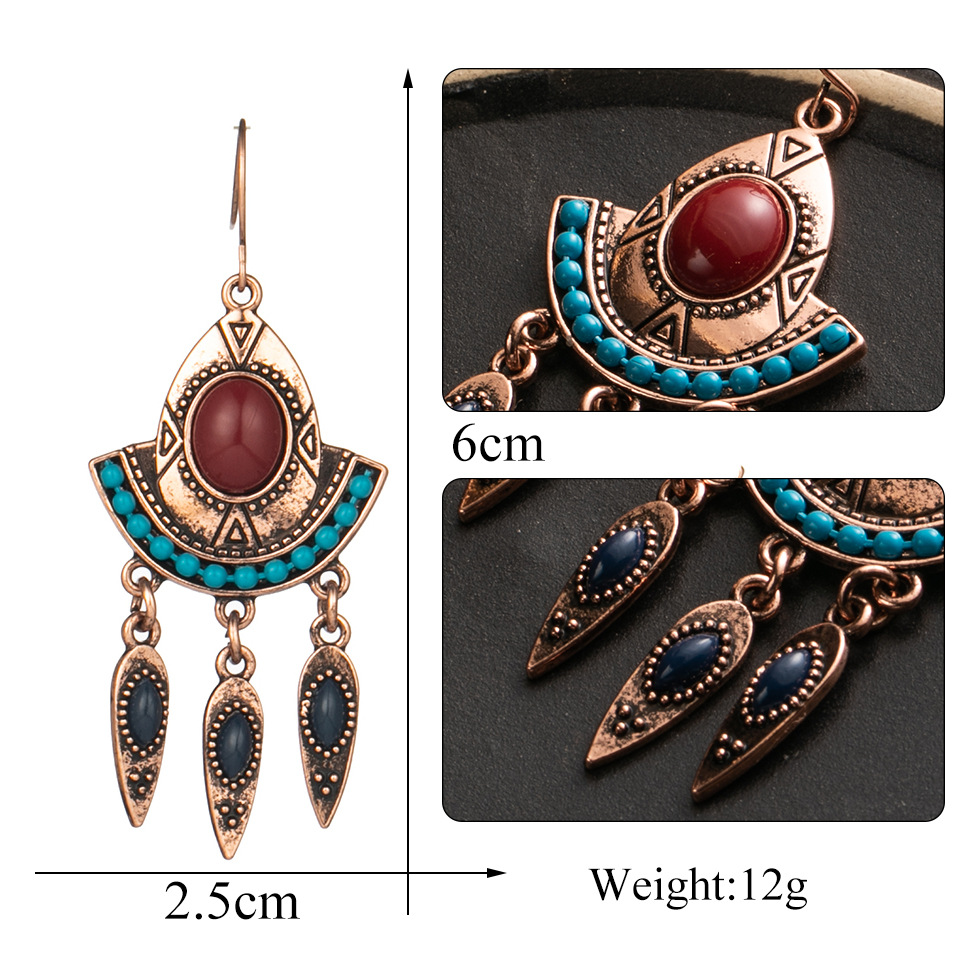 Boucles D&#39;oreilles Turquoise Pompon Perles Rondes display picture 5