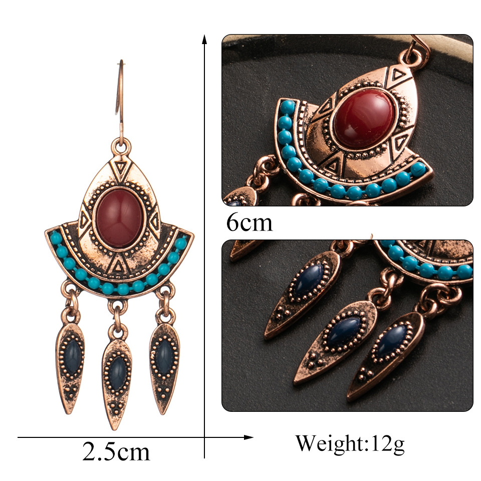 Pendientes Redondos De Moda Con Borla De Turquesa display picture 5