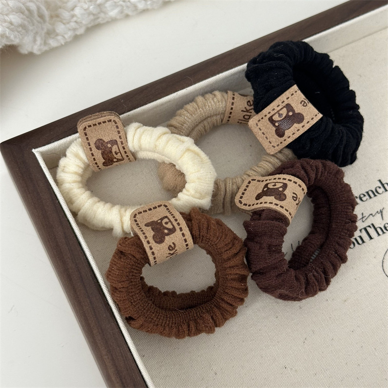 Corda per capelli spessa in pelo d'orso marrone, elastica, resistente, per l'intestino tenue, semplice elastico, per legare i capelli da donna, con codino alto, in pelle_voghion.com