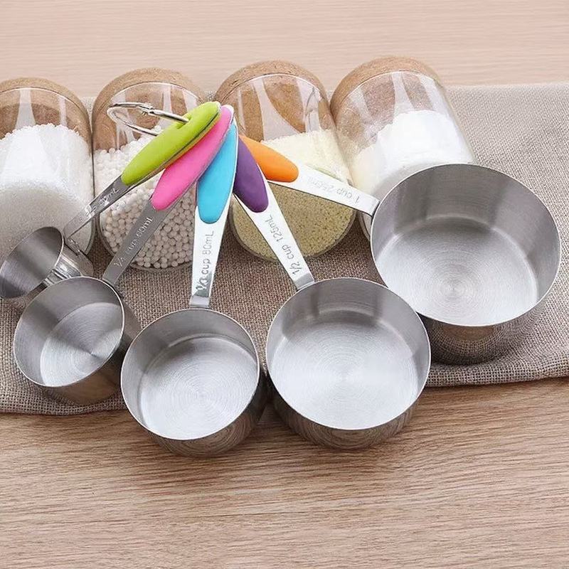 跨境不锈钢硅胶手柄量杯量匙十件套厨房烘培多功能量杯量匙|undefined