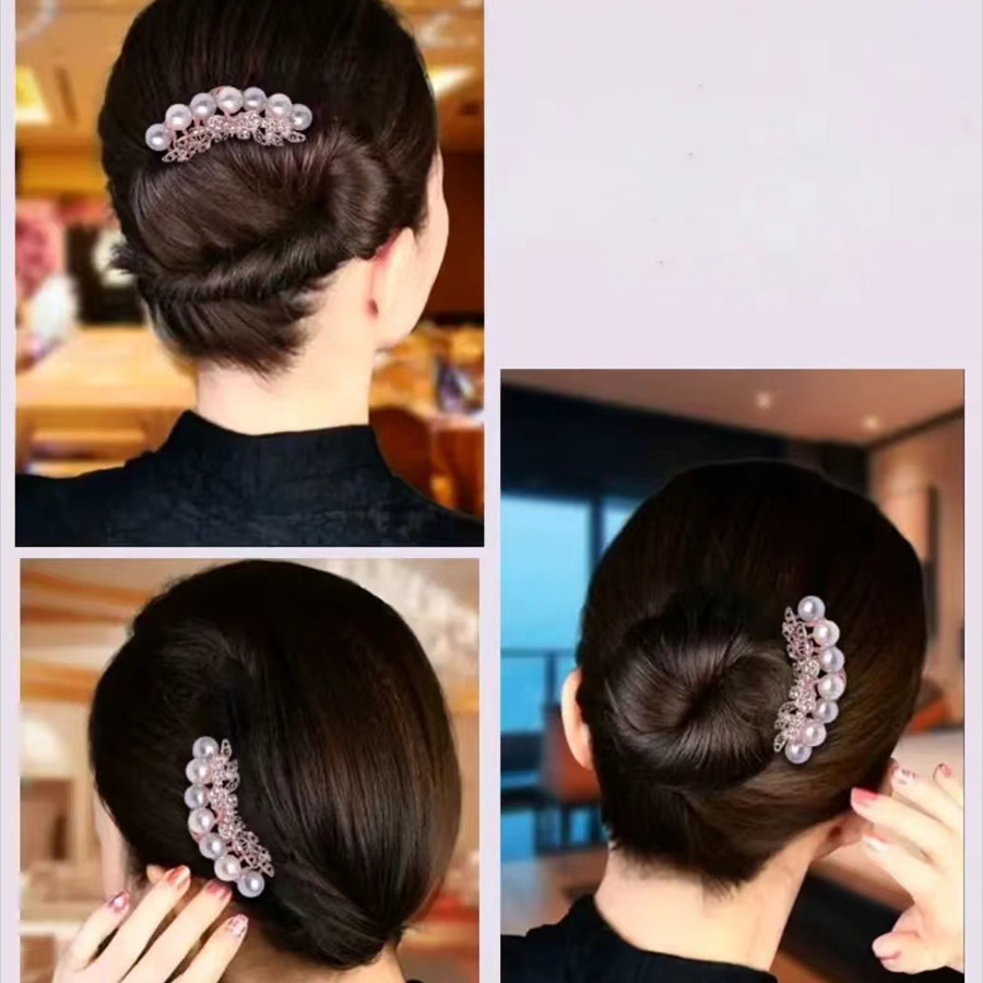 レディース合金ウォータードリル真珠カジュアル髪四歯髪櫛ヘアクリップ優雅な生活盤髪クリップ