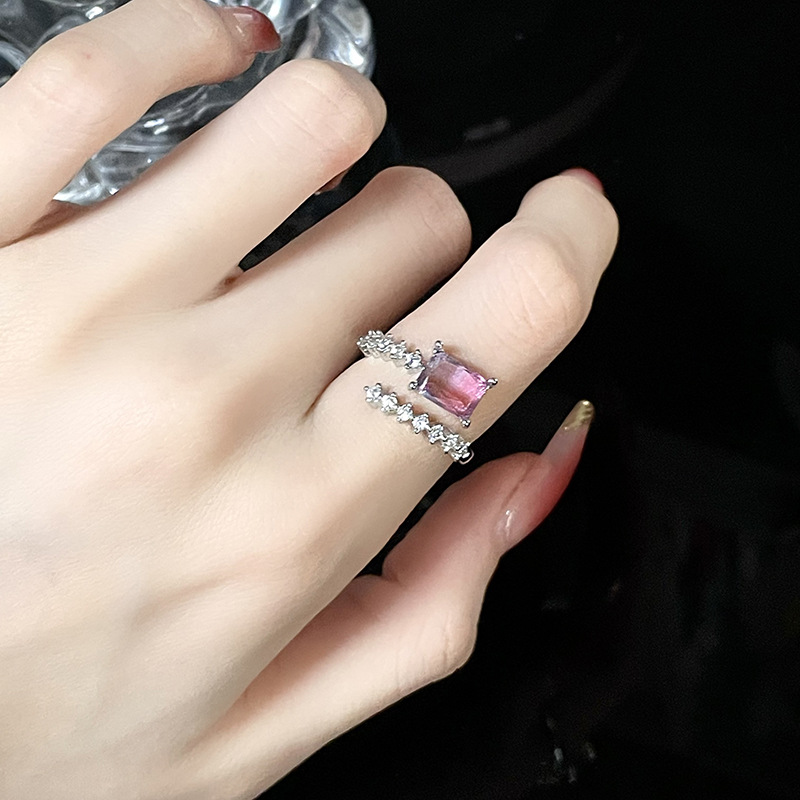 Fashion Heart Shape Copper Inlay Zircon Open Ring 1 Piece