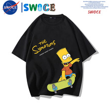 辛普森一家动漫周边纯棉短袖T恤男夏季青少年潮宽松落肩半袖上衣