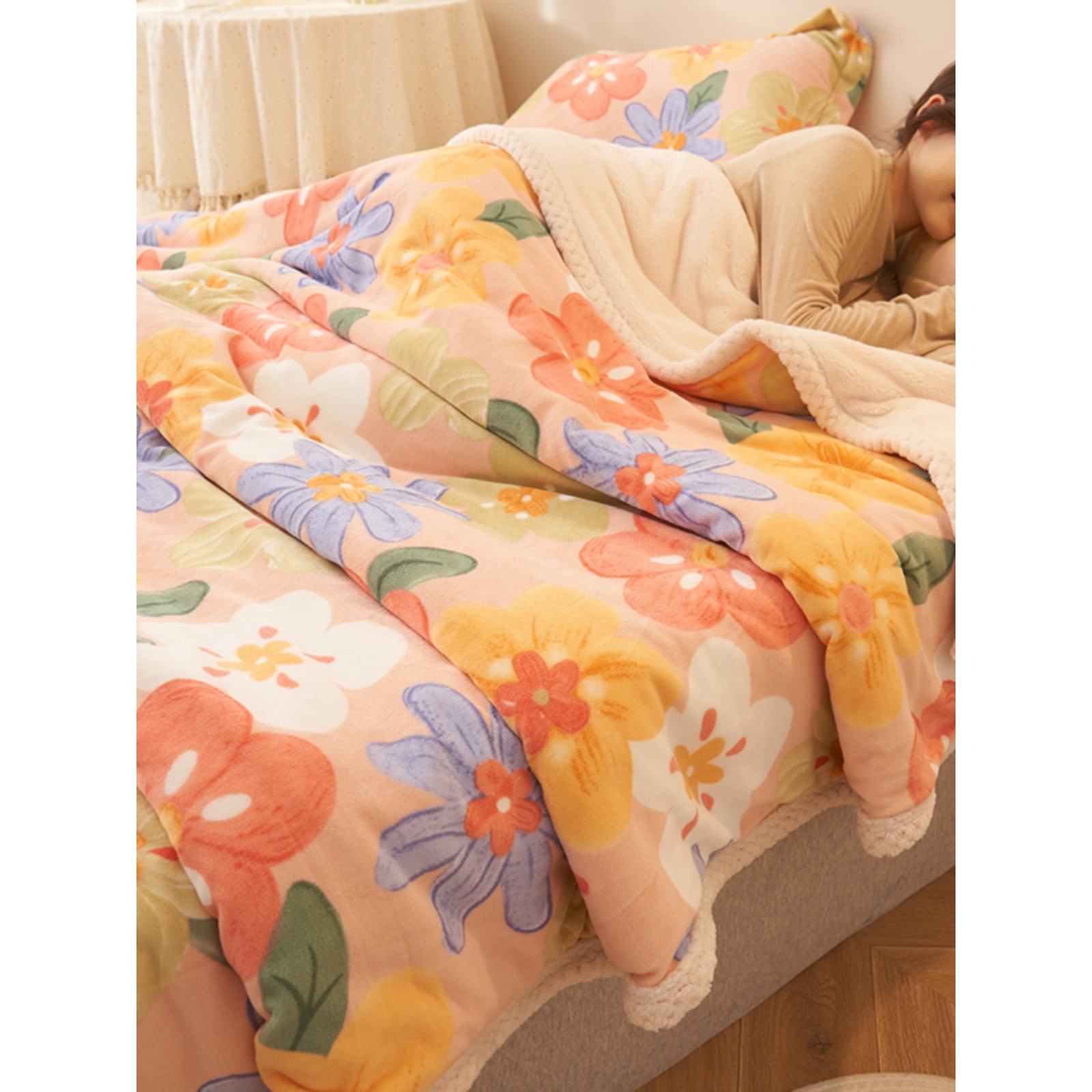 2026牛奶绒毛毯子冬季加厚保暖珊瑚法兰绒盖毯学生宿舍单人毯马年