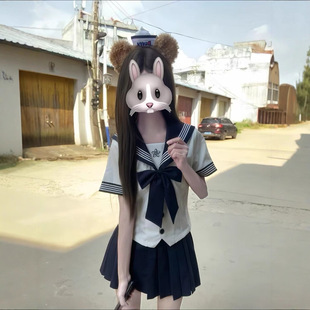 New White Three-Piece Jk Uniform Set Authentic Japanese Style Basic Bad Sailor Uniform Pleated Skirt for Female Students