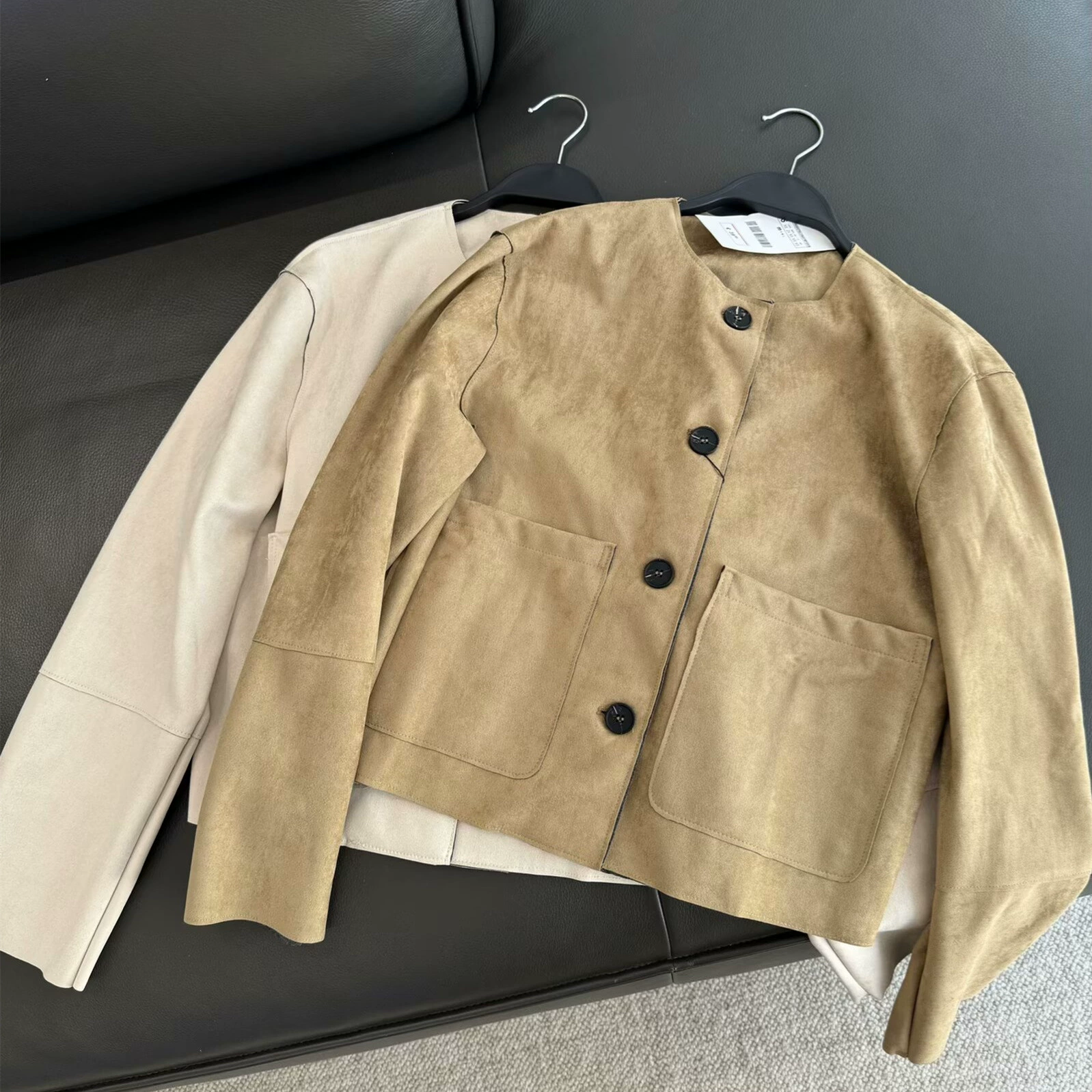 PB & ZA Women Women 2025 новая весна дикий карман с замшевой текстурой куртка короткая куртка 6318034