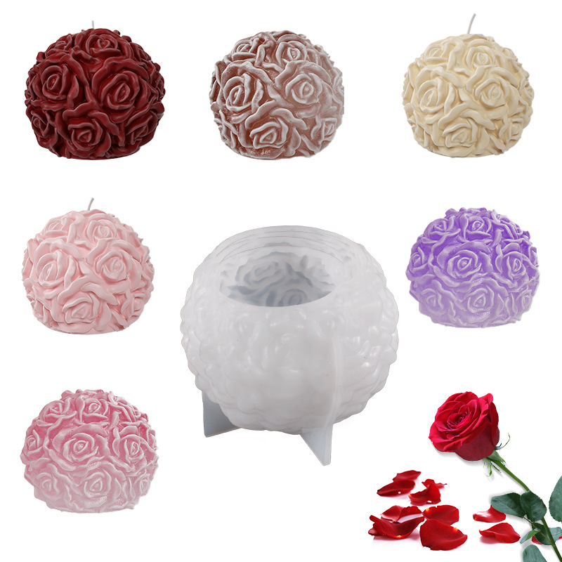 Multi-especificación DIY ronda de cristal resina epoxi Rose Ball vela Mesa Redonda de bolas de silicona molde de aromaterapia molde