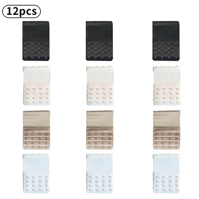 12pcs弹力松紧四排四扣文胸加长扣内衣延长扣后背胸罩增长版搭扣|ru