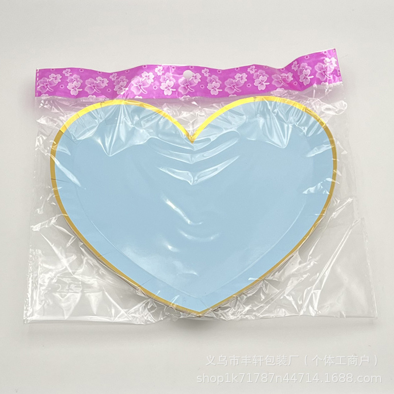 Transfronterizo desechable estampado 7 color platos de papel de amor platos de pastel de cumpleaños platos de bocadillos platos de fiesta platos de diseño