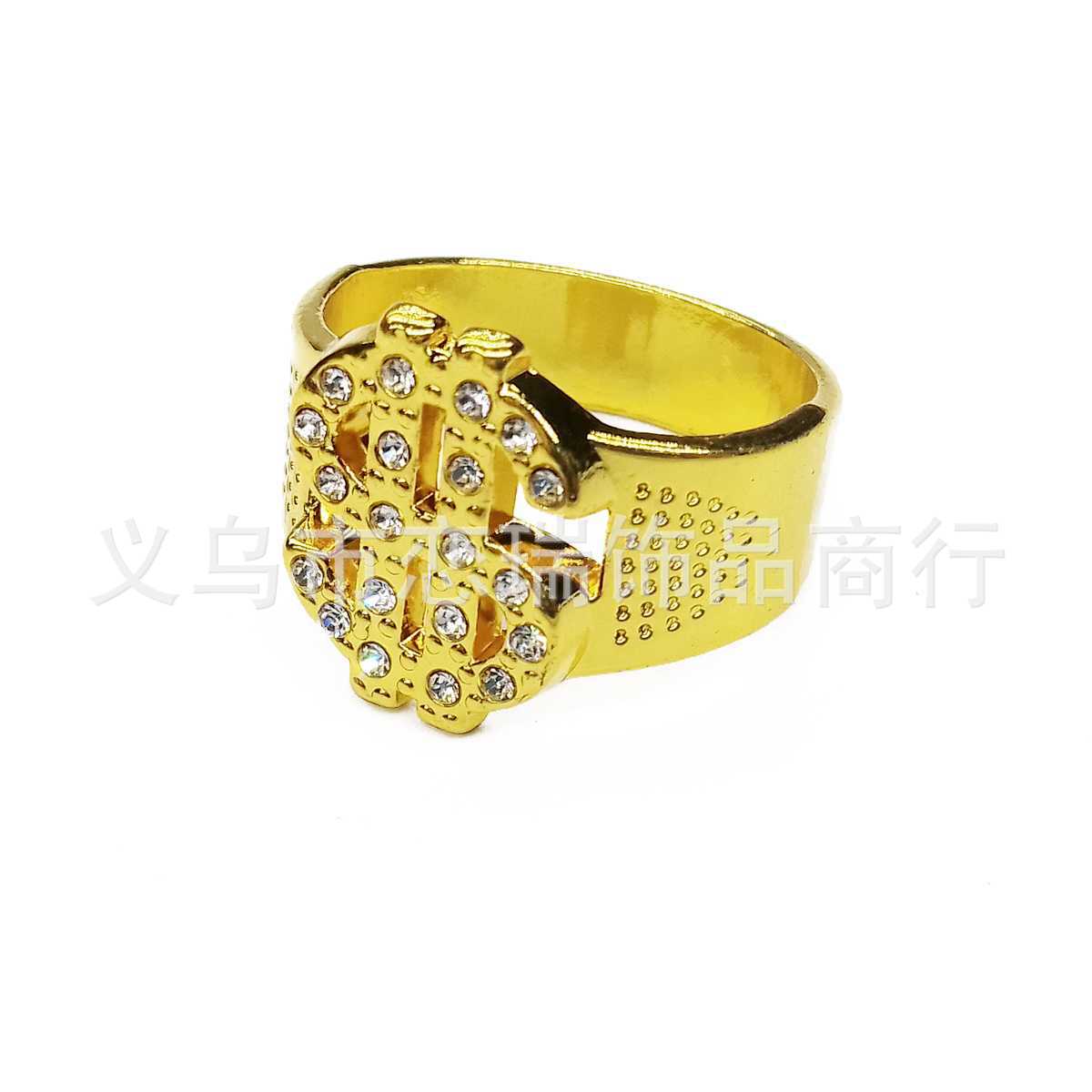 Hip-Hop collar de oro pulsera negro pescador sombrero explosivo gafas marco anillo de dólar vestido de baile conjunto