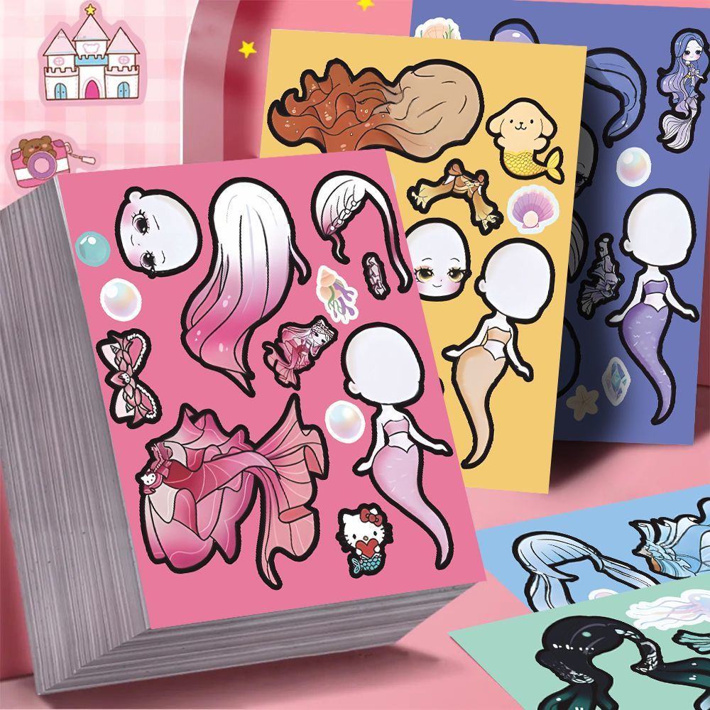 18 Cute Mermaid Dress-Up Stickers for Girls, Colorful Stress-Relief and Educational Instagram Stickers