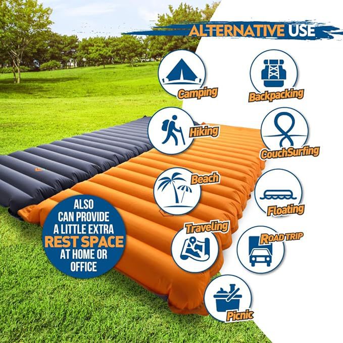 25 Years New Amazon Popular Double Drawstring Thickeneded 12cm Sleeping Pad Camping Style Inflatable Camping Style Mattress Lightweight