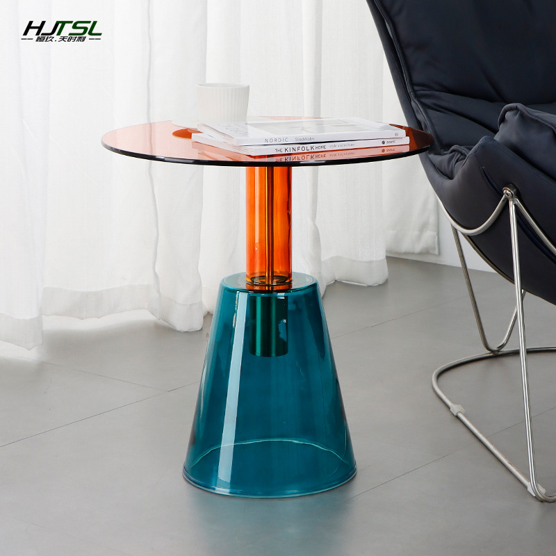 Nordic designer round glass coffee table