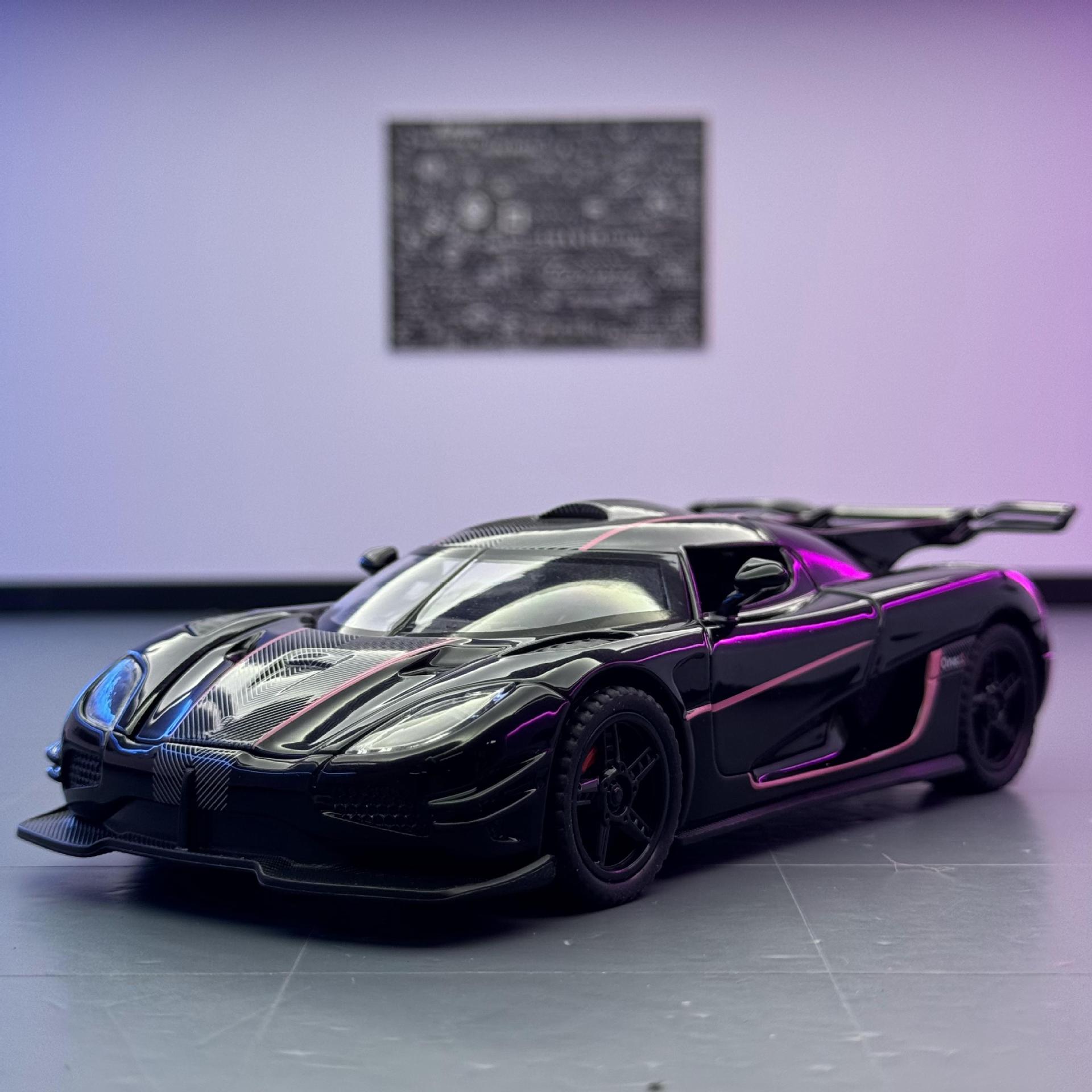 Xin'ao modelo de coche de aleación 1 a 32 Koenigseger ONE coche deportivo retroceso con sonido y luz coche de juguete decoración de modelo de sonido