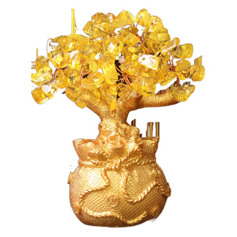 Цитрин дерево удачи денежное дерево счастливый мешок деньги мешок Смола украшения ТВ винный шкаф украшения ремесло украшения оптом