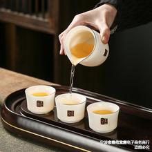 德化玉瓷羊脂玉金福陶瓷茶具套组一壶一盖碗十三件套高档送礼佳品