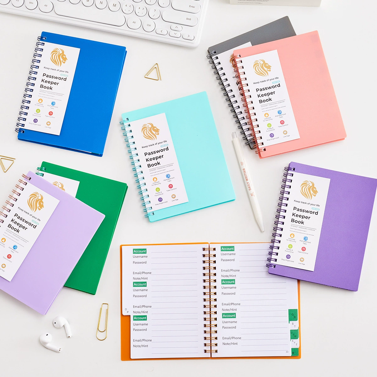 A6 Amazon TEMU hot PP cover coil password notebook with letter label index password notepad