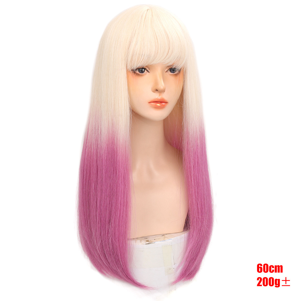 Synthetic wig Women's Straight Daily Popular Gradual Cos Round Face JK Lolita Long Hair Full Head Set_voghion.com