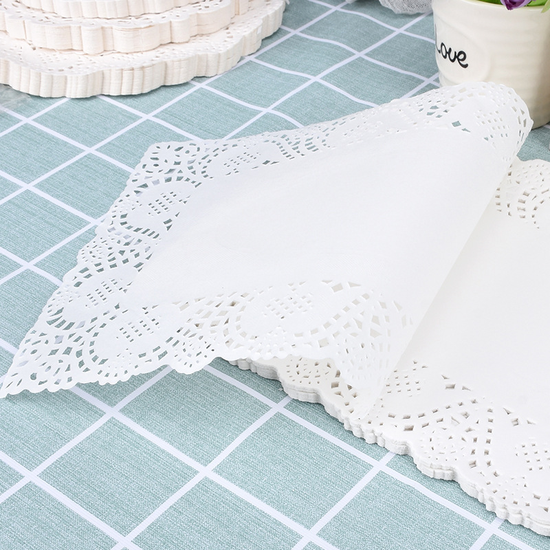 Papel DE FONDO DE FLOR rectangular papel de almohadilla absorbente de aceite de alimentos fritos libro de papel de fondo de flor blanca bandeja de pan papel de encaje 140 hojas/bolsa