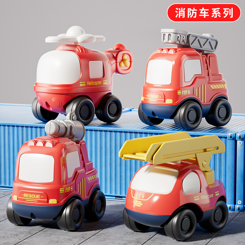 Children's Toy Fire Truck Pull-Back Car Inertia Car Model Boy Gift Creative Gift for Kindergarten