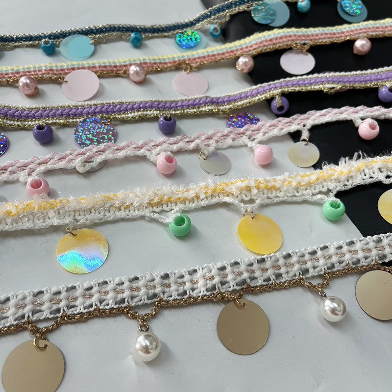 Wholesale Plastic Sequin Pendant Small Chanel Style Lace Ethnic Style Lace Hanging Beads Color Ribbon DIY Hanfu Accessories Wholesale Plastic Sequin Pendant Small Chanel Style Lace Ethnic Style Lace Hanging Beads Color Ribbon DIY Hanfu Accessories