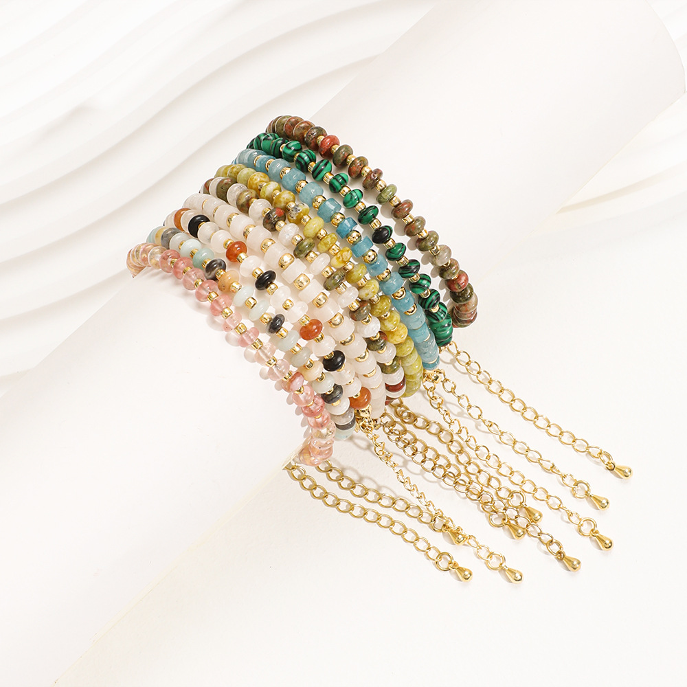 5g Weight Bracelets Classification 1 Piece Quantity Casual, Daily Occasion Stainless Steel, natural stone Material Color Block Pattern Women's Gender Vintage Style Style Vintage Style Color Block Stainless Steel Natural Stone Bracelets In Bulk 6
