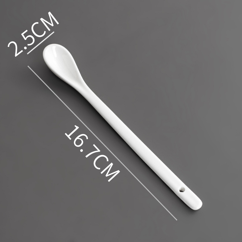 Ceramic Coffee Stick Extended Milk Tea Personalized Creative Spice Honey Cup Long Handle Stirring Spoon_voghion.com