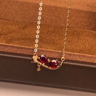 Jewelry manufacturer DIY 18K gold inlaid natural Ruby clavicle chain main stone: 0.65 karat