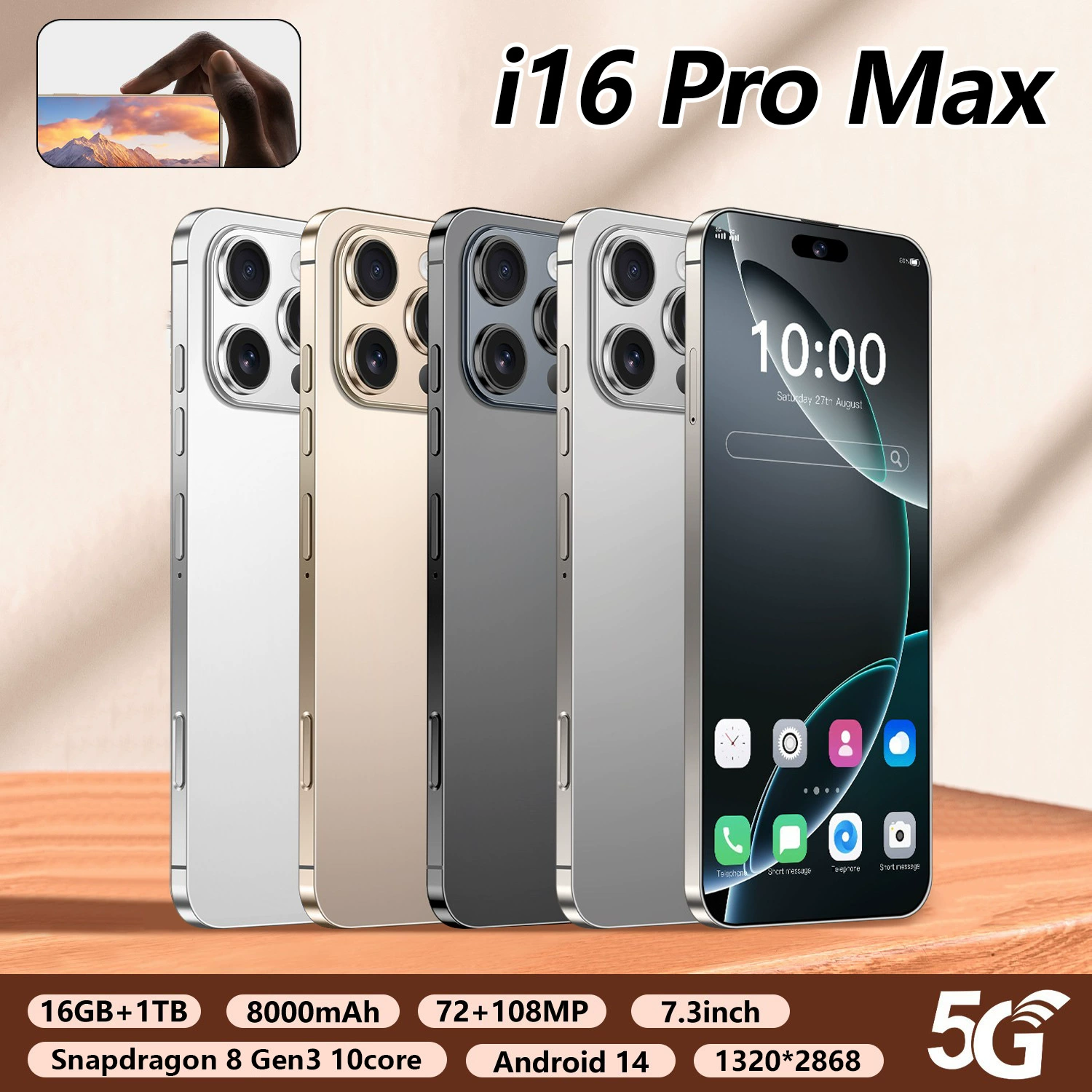 Смарт-часы с мобильным интерфейсом, Intel Core i16, 16 Pro Max, 256 ГБ