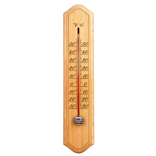High precision easy to read scale indoor outdoor garden wooden glass tube thermometer
