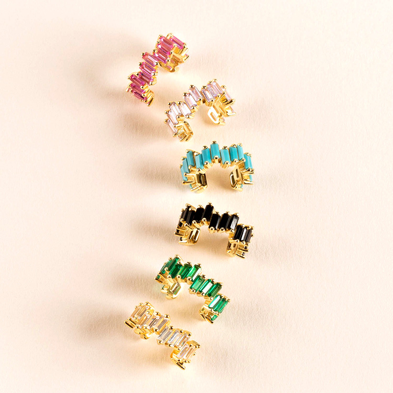 Fashion Geometric Copper Ear clips Inlay Zircon Copper Earrings 1 Piece