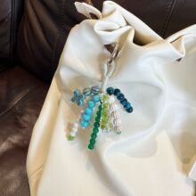 包挂蓝色水晶十字架串珠新中式国风天然菩提子挂件高级感装饰品