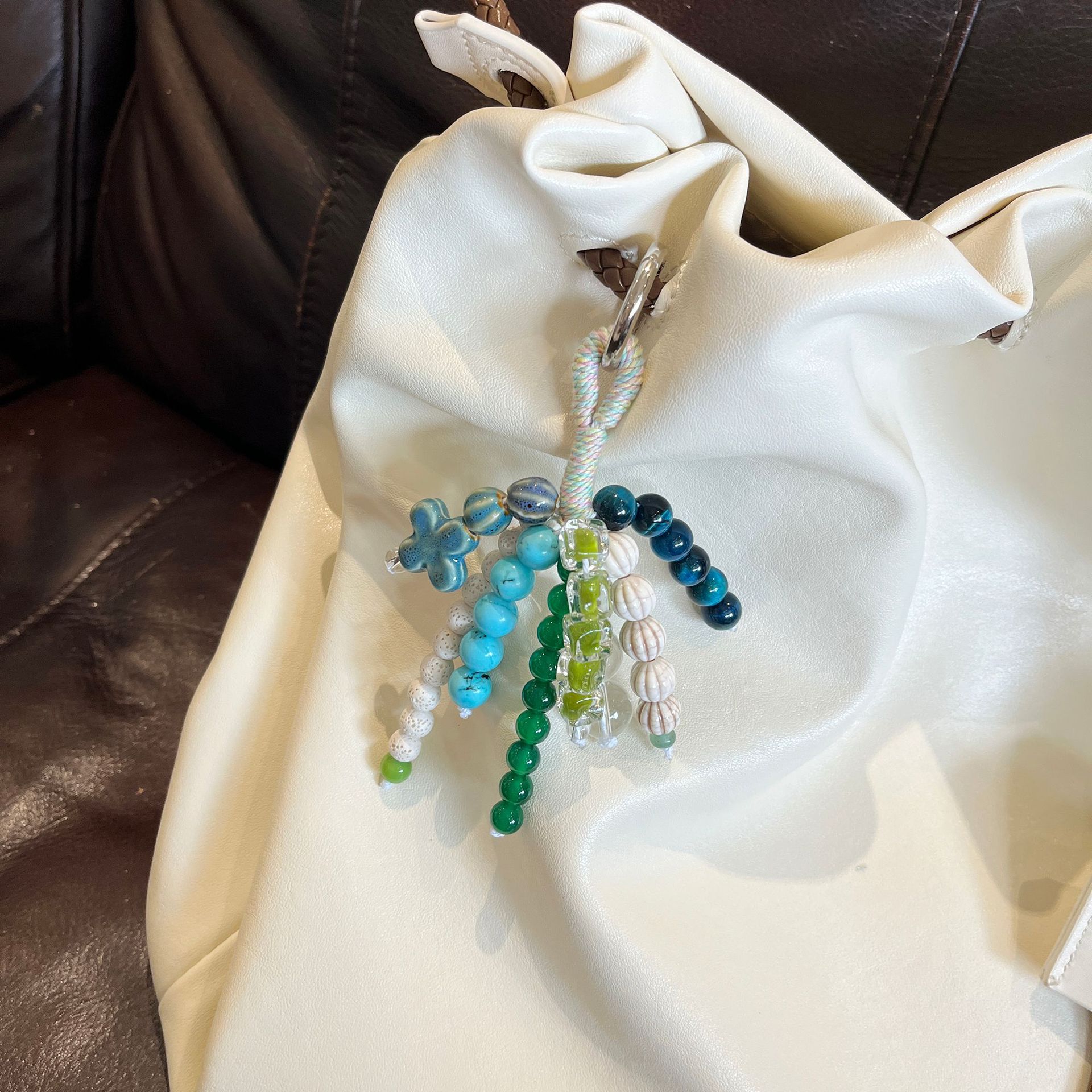 包挂蓝色水晶十字架串珠新中式国风天然菩提子挂件高级感装饰品